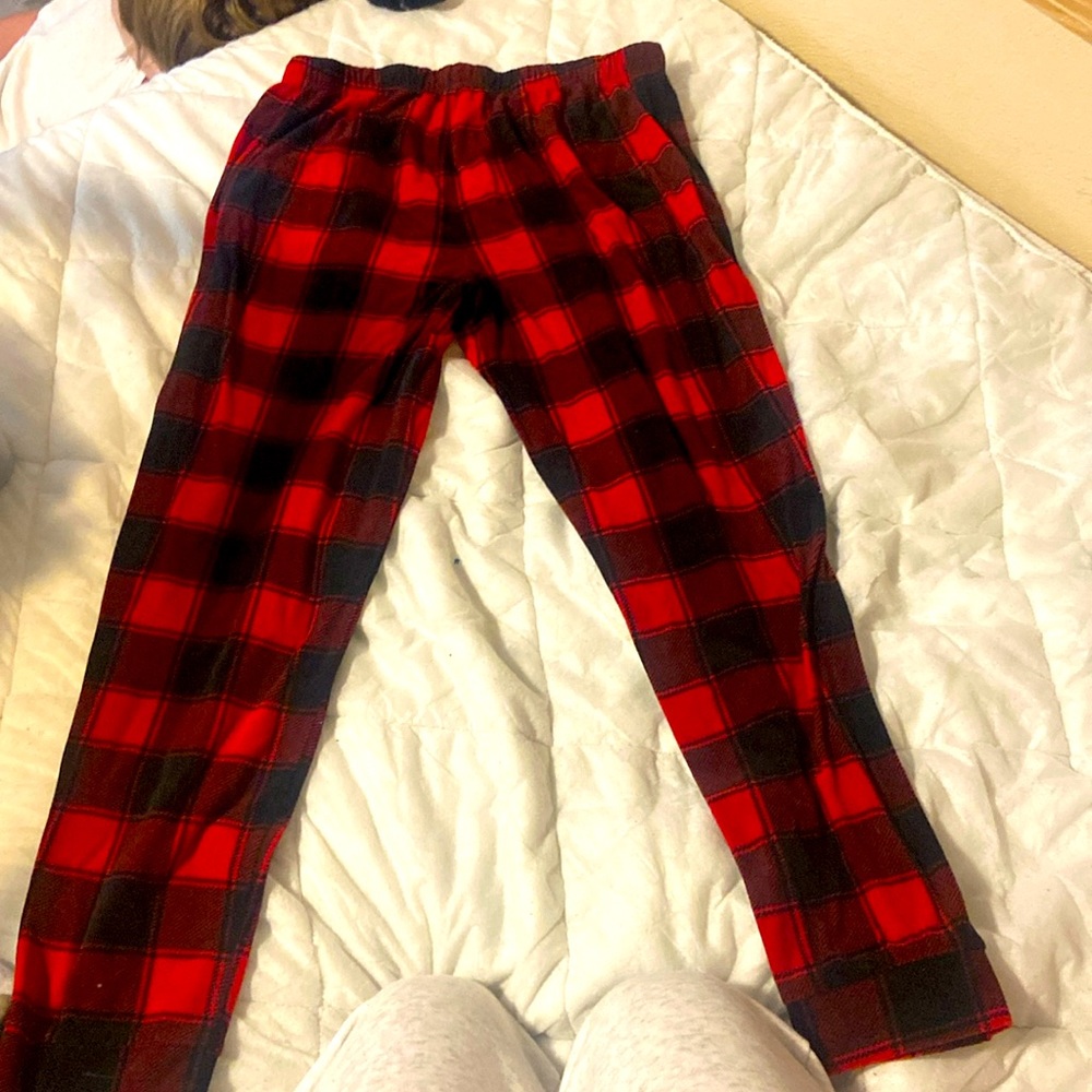 Small Red and Black Plaid Pj Pants for Girls.